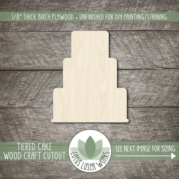 Wood Craft Blanks - Tiered Cake Cutout - Unfinished Wooden Cutouts