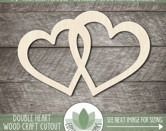 Double Heart Wood Shape, Cutouts For Crafting, Laser Cut Painting Blanks
