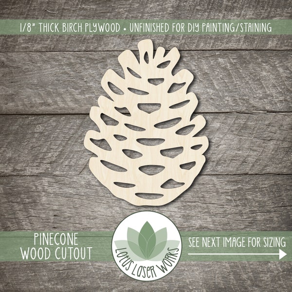 Pine Cone Wood Shape, Laser Cut Wooden Pinecone Cut Out, Unfinished Wood Blanks, DIY Craft Embellishment