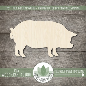 Wood Pig Shape, Laser Cut Craft Blanks, Unfinished Wooden Cutouts