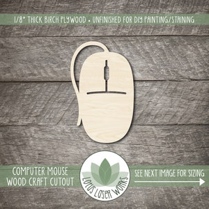 Computer Mouse Wood Cutout, Unfinished Wooden Painting Blanks For Crafting