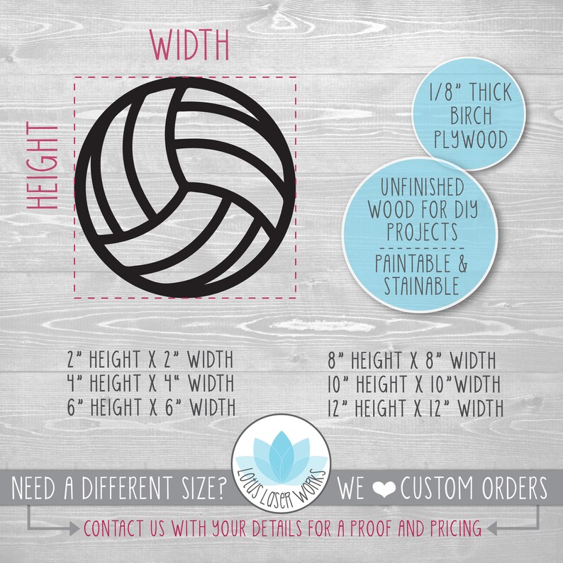 Volleyball Wood Cutout Unfinished Wood Blanks DIY Craft Etsy