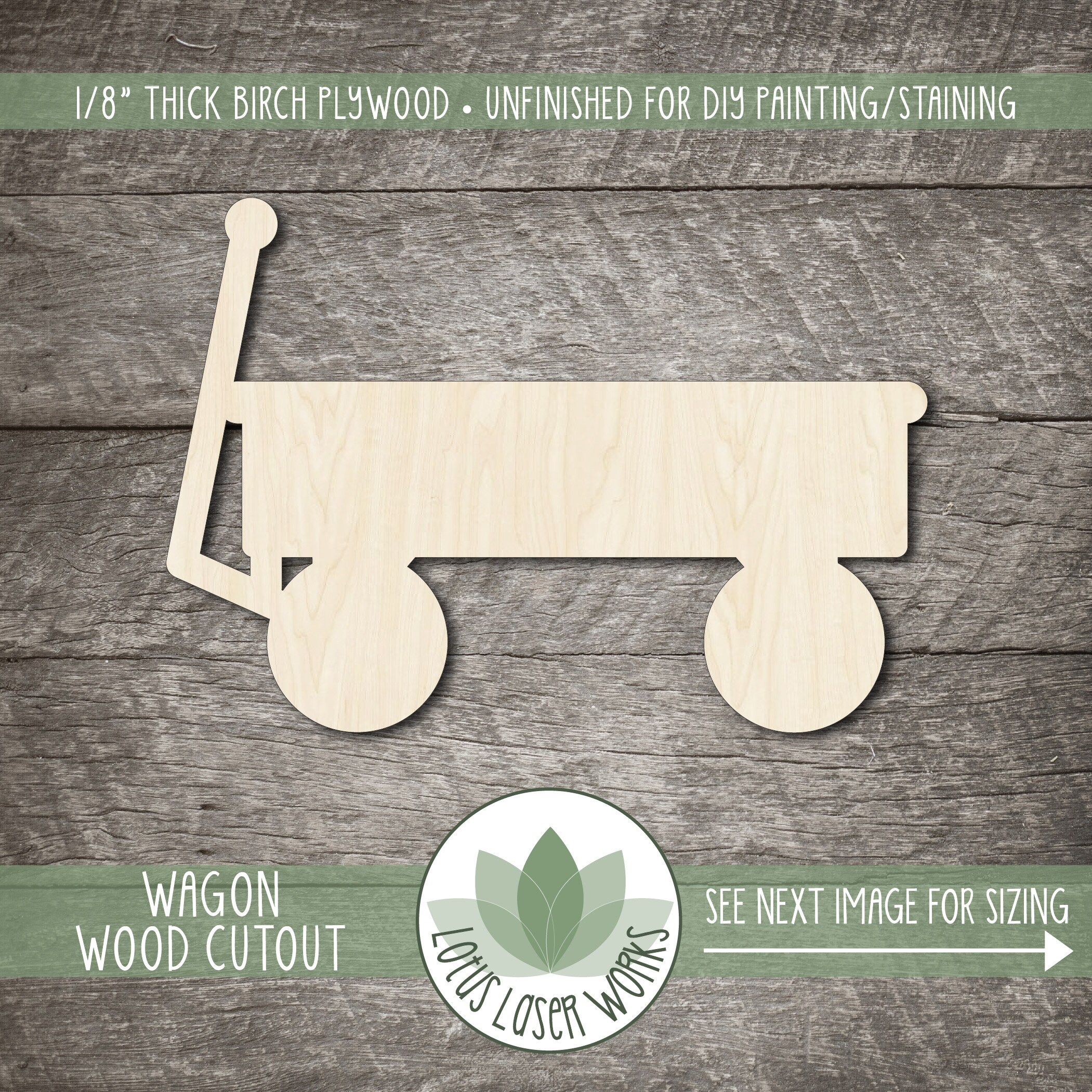 Wagon - Laser Cut Out Unfinished Wood Craft Shape WGN1 Wagon - Laser Cut Out Unfinished Wood Craft Shape WGN1