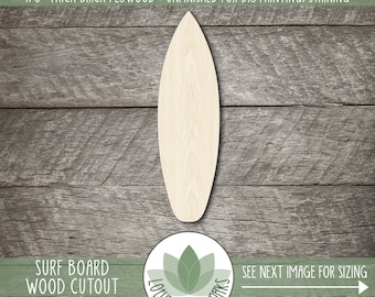 Surfboard Shape - Wood Cutouts For Craft Projects, Unfinished Laser Cut Blanks