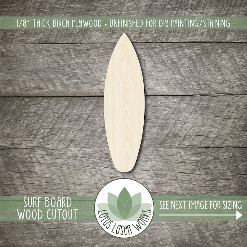 Wood Surf Board Cutout Unfinished Wood DIY Craft Etsy