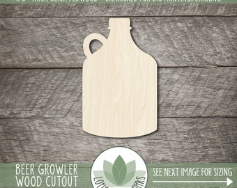Beer Growler - Laser Cut Wood Shapes, Unfinished Craft Cutouts For DIY Projects