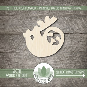 Sloth Wooden Craft Shape, Unfinished Wooden Cutouts, Laser Cut Blanks