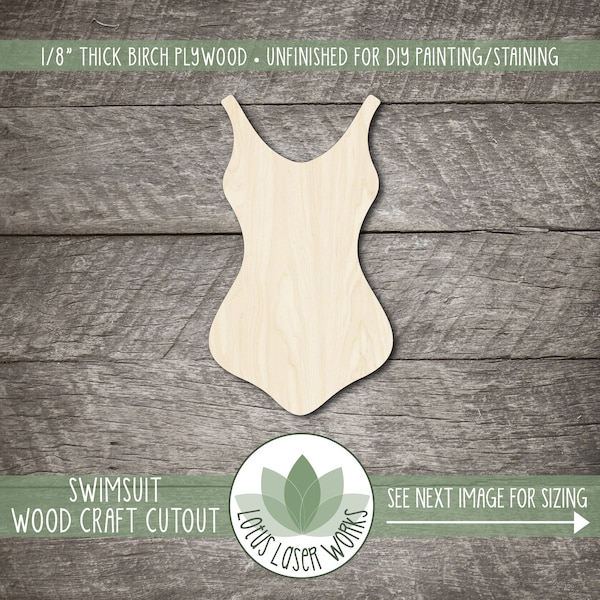 Swimsuit Wood Cutout, Unfinished Wooden Craft Blanks, Laser Cut Shapes