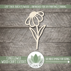 Coneflower Wood Cutout, Floral Shapes For Craft Projects