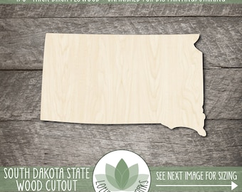 South Dakota Wood Cutout, Unfinished Wood Craft Blanks, Wood Craft Supplies, Laser Cut Wooden State Shapes, Embellishment