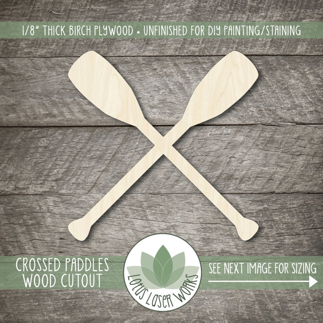 Crossed Canoe Paddles Wood Cutout, Laser Cut Wooden Crossed Oars Shape, Paddle Cabin Decor
