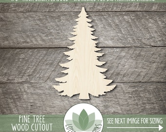 Pine Tree Wood Cutout, DIY Craft Embellishment, Unfinished Wood Blanks, Laser Cut Wood Tree Shapes