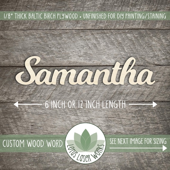 Custom Word or Name - Laser Cut Out Unfinished Wood Craft Shape Custom Word or Name - Laser Cut Out Unfinished Wood Craft Shape