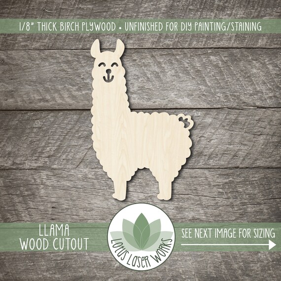 Llama Alpaca - Laser Cut Out Unfinished Wood Craft Shape ANML14 Llama Alpaca - Laser Cut Out Unfinished Wood Craft Shape ANML14