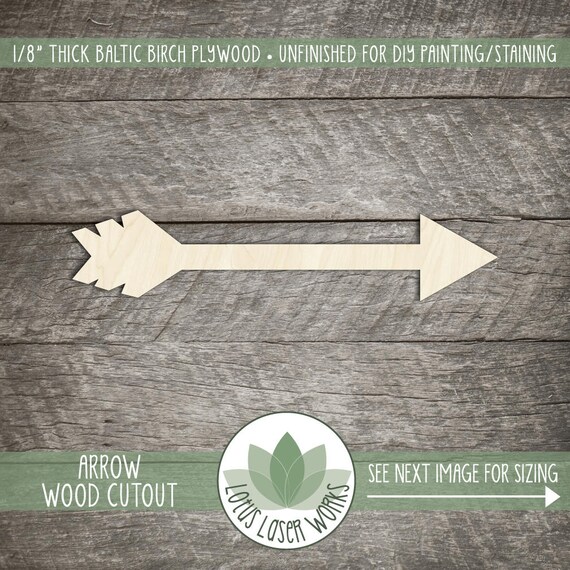 Wood Arrow Shape Unfinished Wood Arrow Laser Cut Shape DIY Etsy