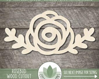 Rose Cutout - Laser Cut Wood Flower Shapes, Unfinished Craft Blanks For DIY Projects