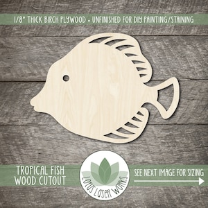 Wood Tropical Fish Cutout, Blank Wood Craft Shapes, Wooden Fish Shapes, Wood Sea Creature Shapes, Beach Party Decor