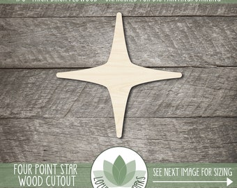 Four Point Star Cutout: Wood Craft Supplies For DIY Projects, Unfinished Painting Blanks