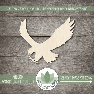 Falcon Shape, Laser Cut Wood Craft Blanks, Unfinished Wooden Cutouts
