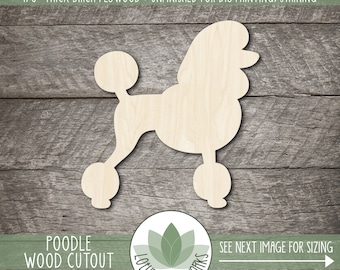 Poodle Shape: Unfinished Wood Dog Cutouts For Crafting, Laser Cut Blanks