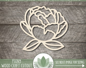 Peony Shape: Unfinished Wood Cutouts For Craft Projects, Laser Cut Flowers