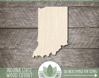 Indiana State Craft Shape, Unfinished Wood Cutouts - Laser Cut Wooden Blanks