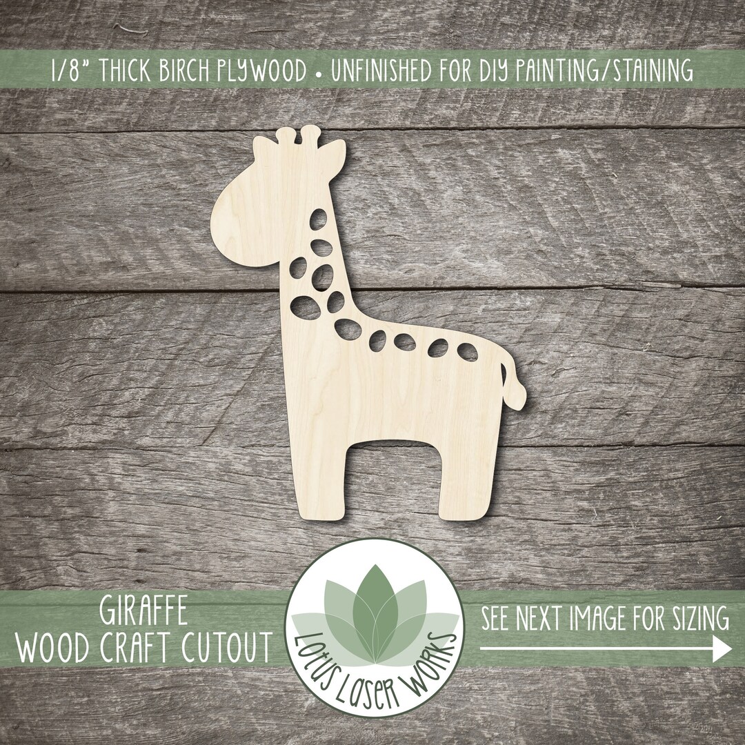 Giraffe Shape: Laser Cut Wood Safari Animal Cutouts for Crafting ...