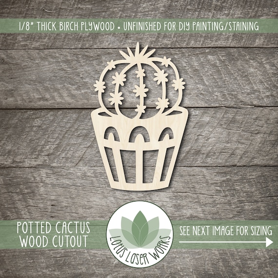 Cactus Cutout: Wood Shapes For Craft Projects, Laser Cut Painting Blanks