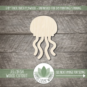 Jellyfish Shape, Unfinished Wooden Cutouts, Laser Cut Wood Craft Blanks