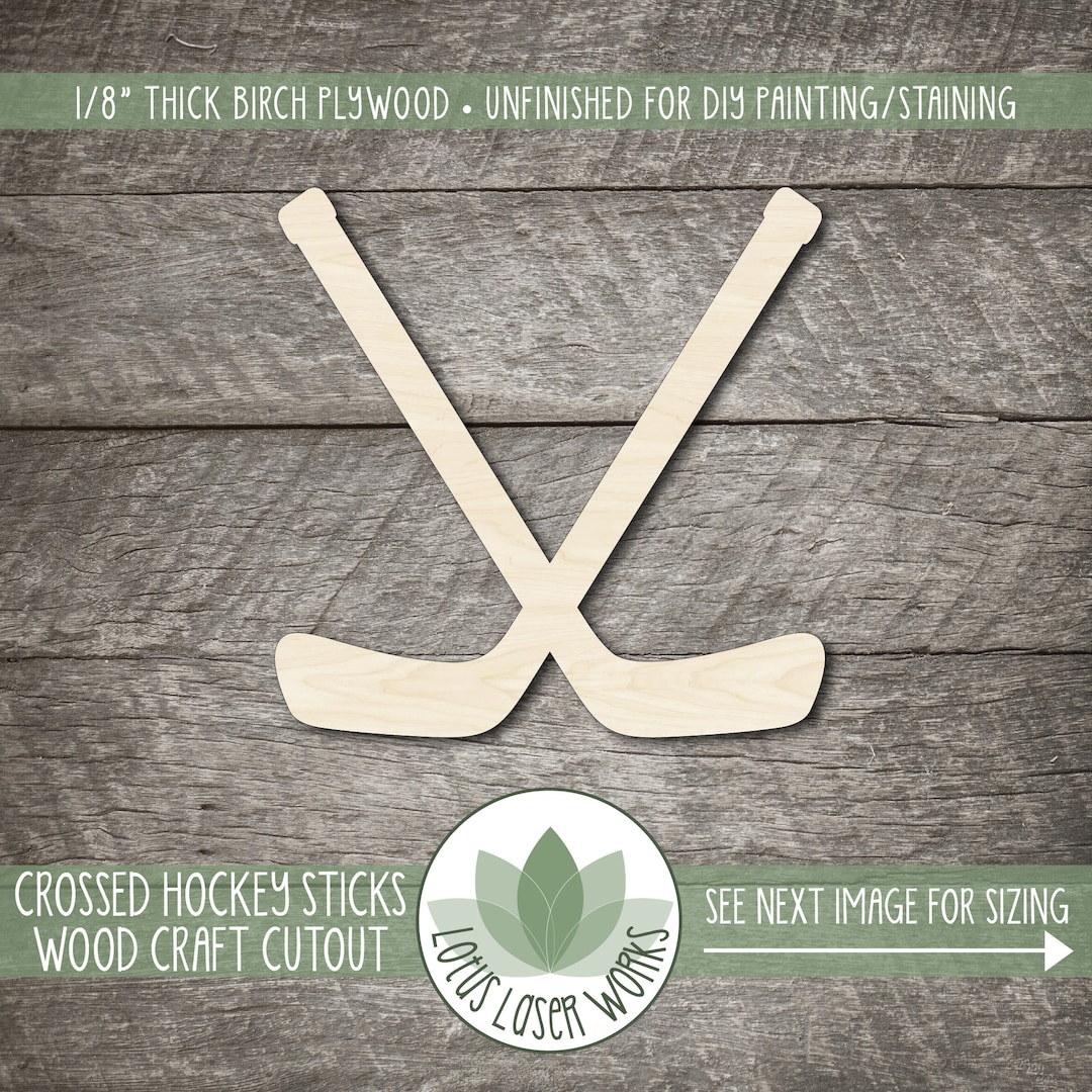 Hockey Sticks Wood Cutout, Laser Cut Craft Blanks, Unfinished Wooden