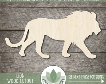 Lion Wood Shape, Laser Cut Blanks, Unfinished Wooden Craft Cutouts