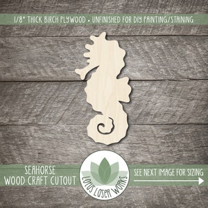 Wood Seahorse Shape, Ocean Themed Cutouts For Craft Projects, Painting Blanks