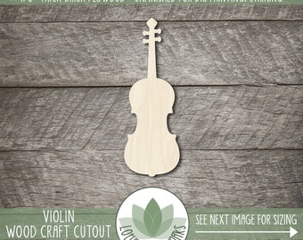 Violin Wood Craft Shape, Unfinished Wooden Cutouts, Laser Cut Blanks