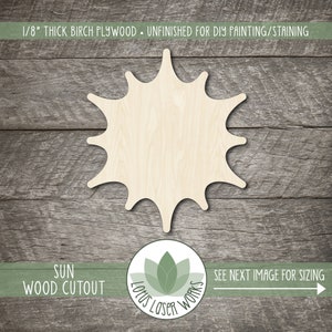 Wood Sun Shape, Laser Cut Craft Blanks, Unfinished Wooden Cutouts