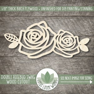 Wood Rose Craft Shape, Unfinished Wooden Craft Supplies, Laser Cut Blanks image 1