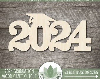 2024 Wood Cutout With Graduation Cap, Senior Photo Prop, Wooden Graduation Decor