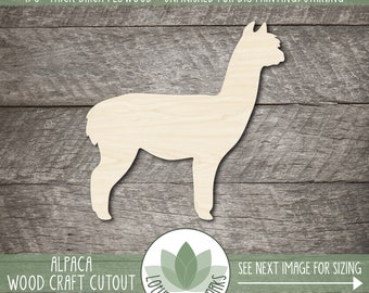 Alpaca Shape: Unfinished Wood Cutouts For Crafts, Laser Cut Blanks