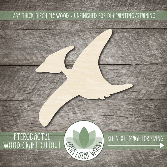 Pterodactyl Wood Cutout, Dinosaur Wood Cutouts, Animal Cutouts, Unfinished Wood Cutouts & Wood Shapes