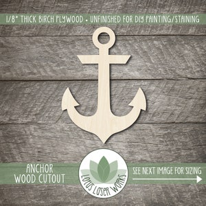 Anchor Wood Cutout, Boat Craft Projects, DIY Art Embellishments, Laser Cut Wooden Shapes
