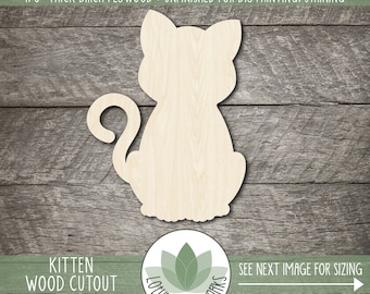 Kitten Shape: Wood Craft Supplies, Unfinished Cat Cutouts For Crafting, Wreath Decorations