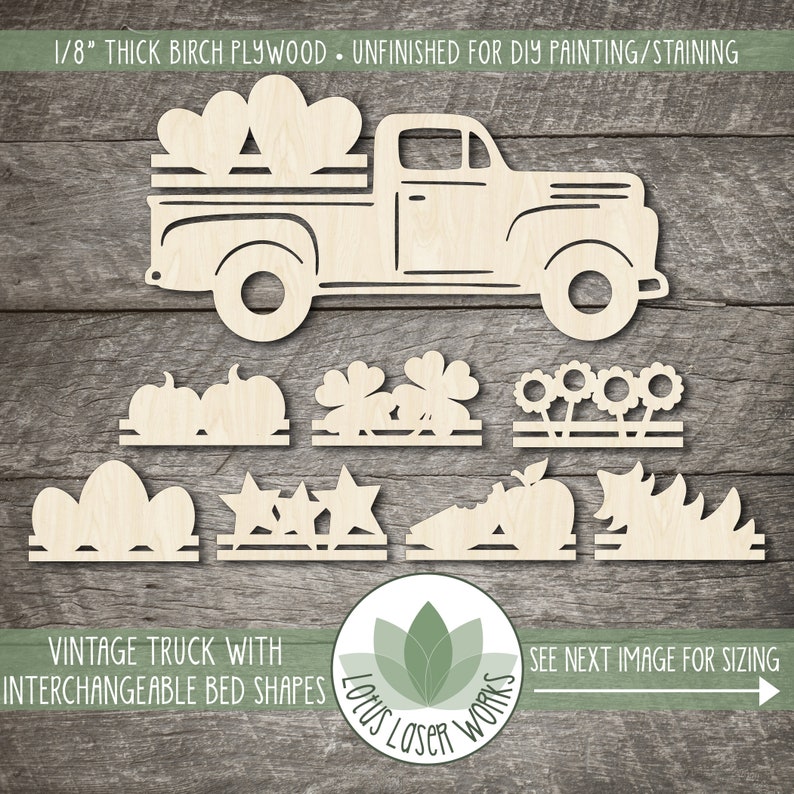 Wood Vintage Pick Up Truck Cutout With Interchangeable Bed Etsy