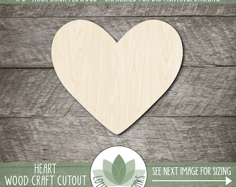 Heart Wood Cutout, Unfinished Wood Blanks, DIY Craft Embellishment, Laser Cut Wooden Heart Shape