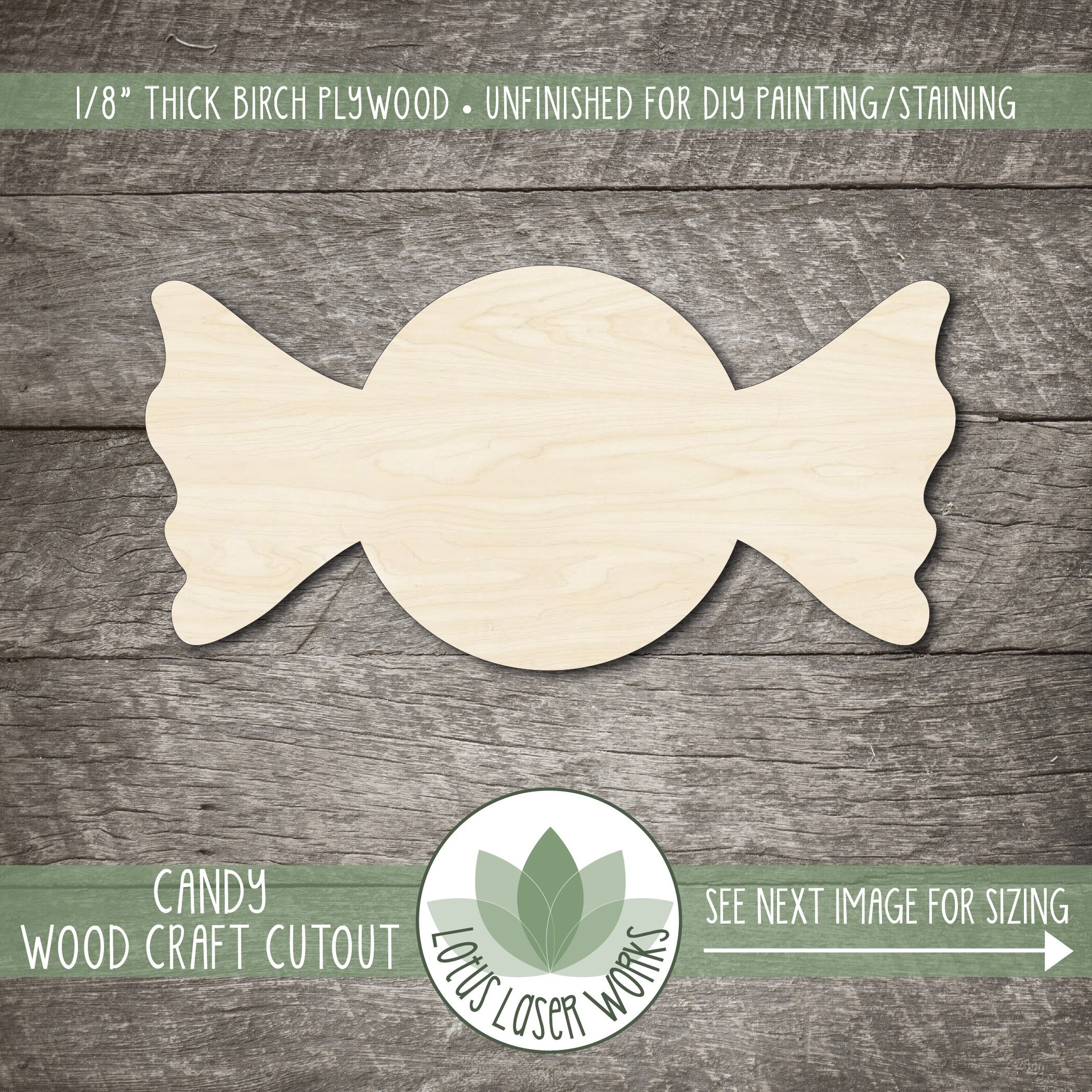 Dessert Candy Cane - Laser Cut Out Unfinished Wood Craft Shape XMS49 Dessert Candy Cane - Laser Cut Out Unfinished Wood Craft Shape XMS49