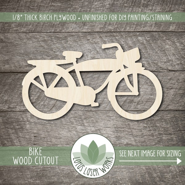 Wood Bicycle Craft Shape, Unfinished Wooden Craft Supplies, Laser Cut Bike Blank