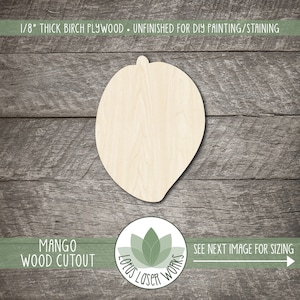 Wood Mango Shape - Unfinished Wooden Painting Blanks - Laser Cut Craft Cutouts