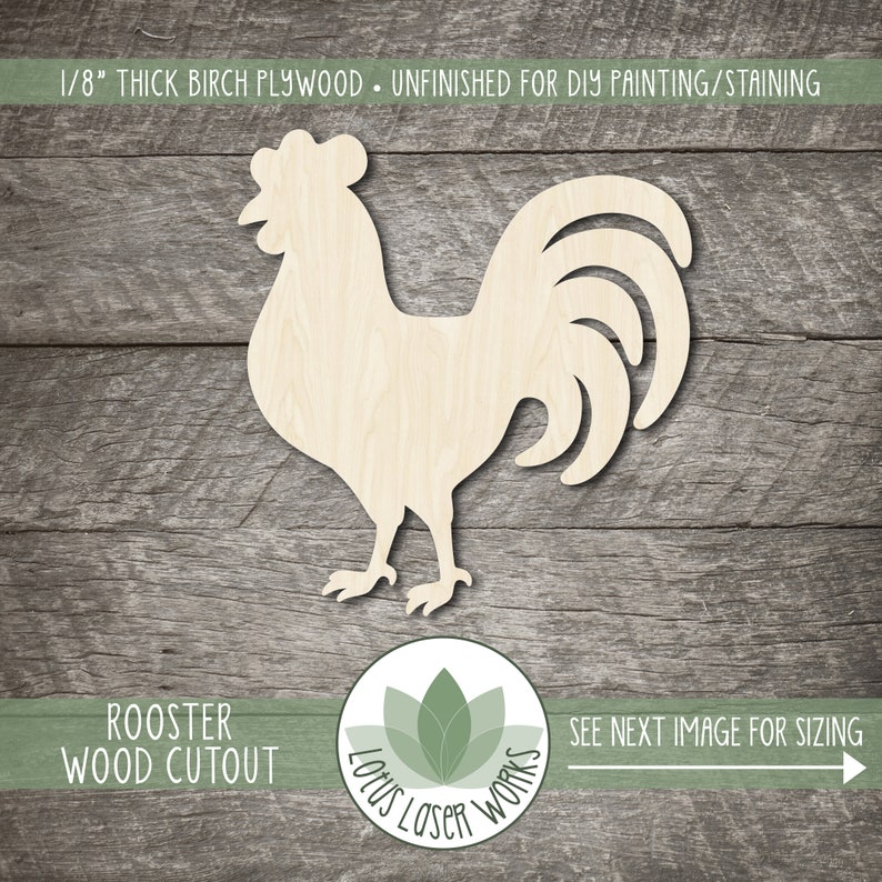 Wood Rooster Cutout Blank Wood DIY Craft Embellishments Etsy
