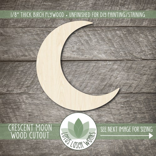 Crescent Moon Wood Cutout Wooden Moon Shape Moon Nursery Etsy