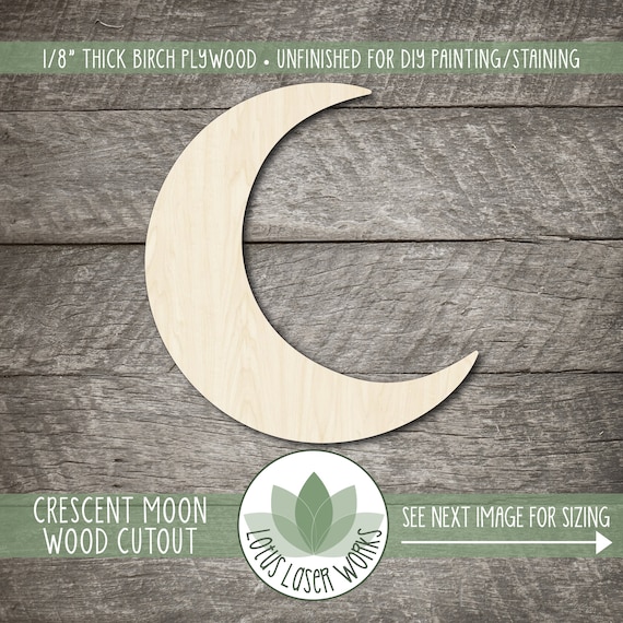 Moon Shape Unfinished Wood Cutouts DIY Crafts Variety of Sizes