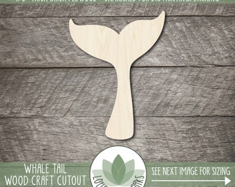 Whale Tail Shape: Wood Cutouts For Craft Projects, Laser Cut Ocean Themed Blanks