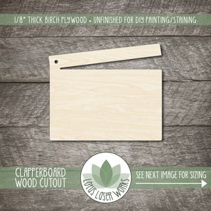 Clapperboard Shape, Laser Cut Wooden Blanks, Unfinished Wood Craft Cutouts